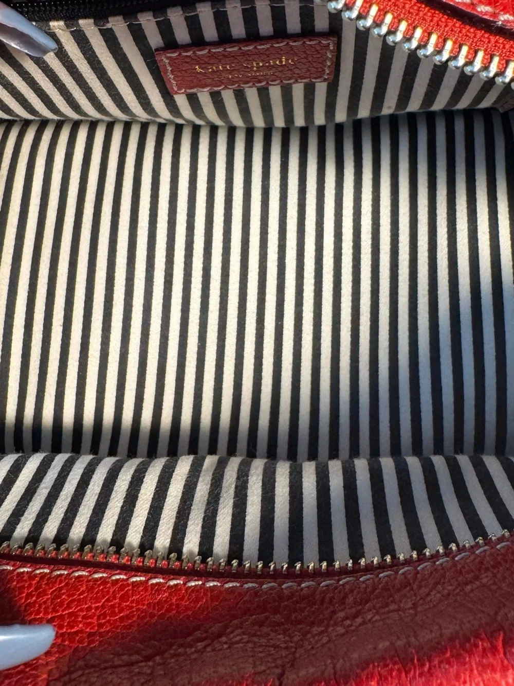 kate spade Red Leather Bowler Mini Bag with Silver Hardware